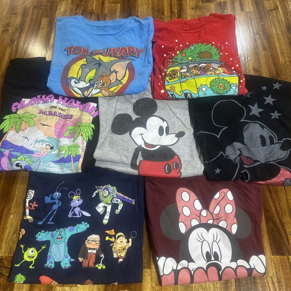 Disney T-Shirt Lot Of 7 Size XL Toy Story Mickey Mouse Tom & Jerry Scooby Doo